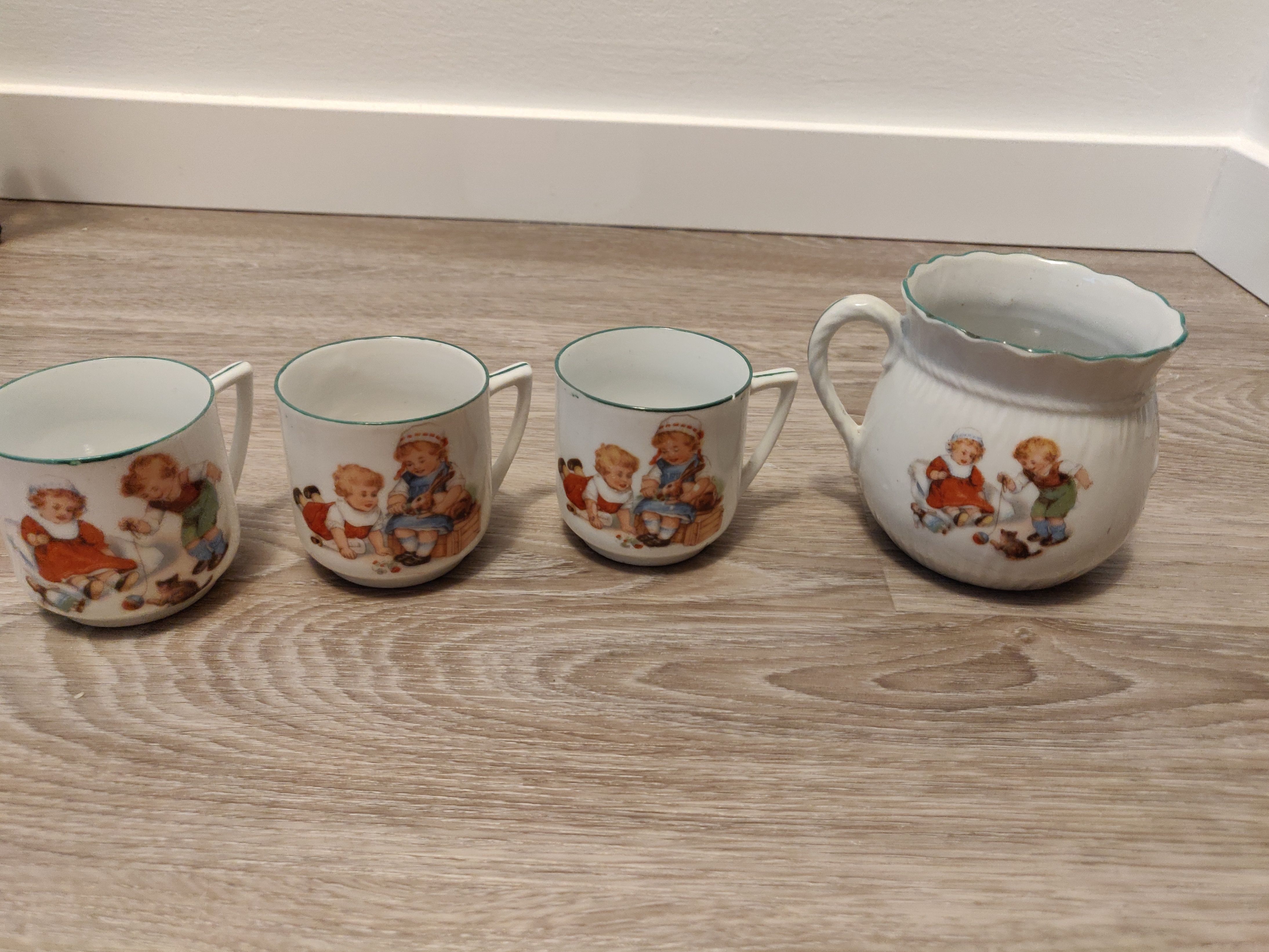Antique K.ST & T Silesia Germany Tea Set Cups and Creamer