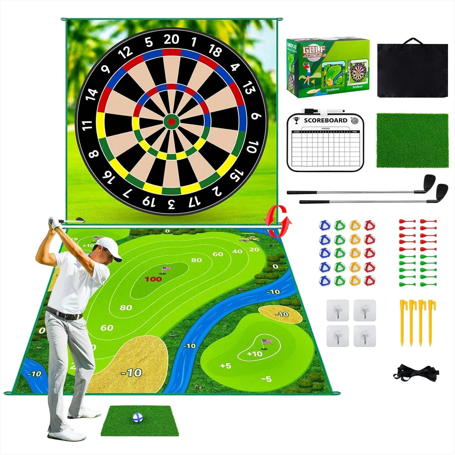 Double-Sided 70"x70" Golf Chipping Game: Fun & Skill-Building thumbnail