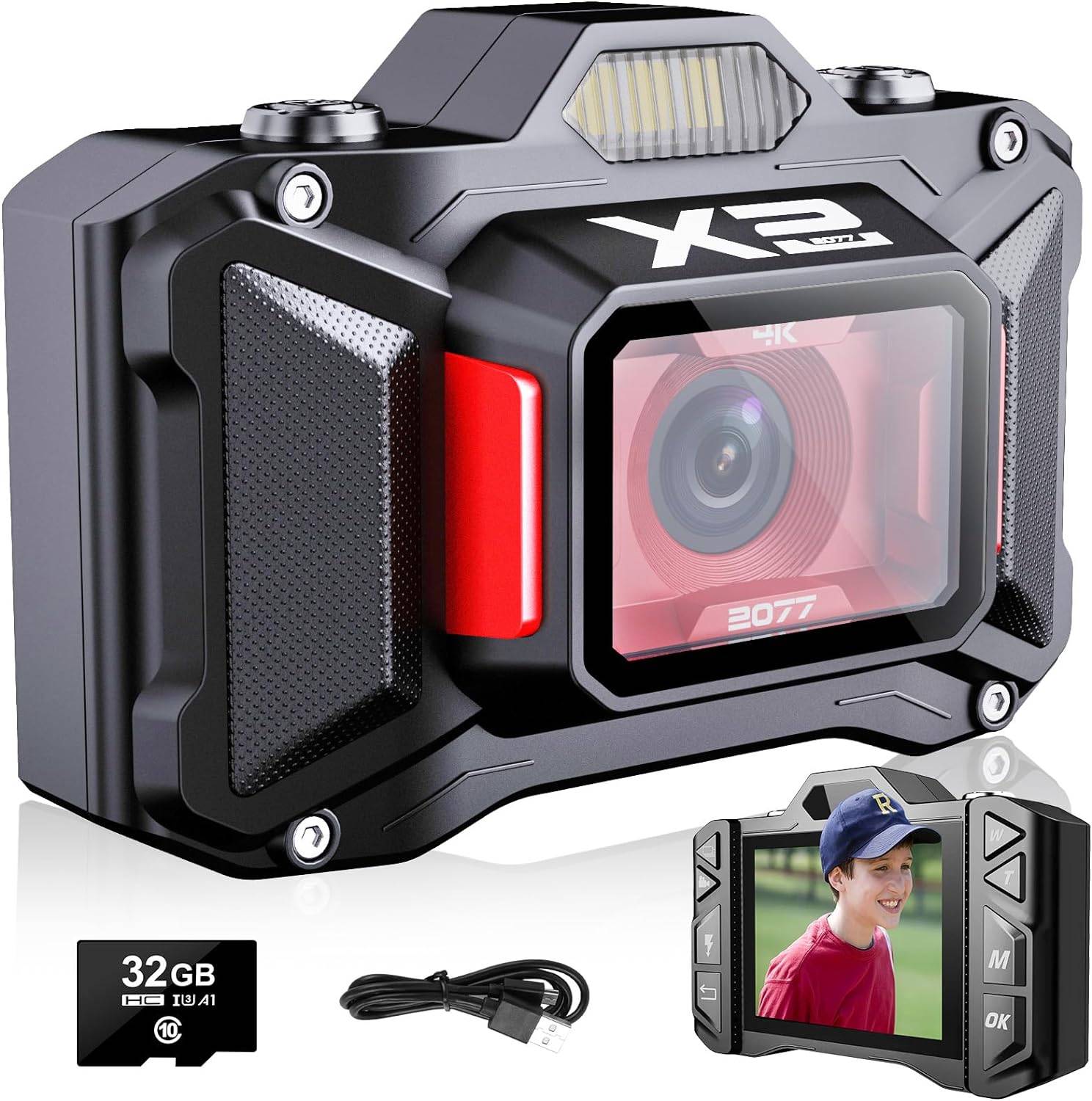 4K Autofocus Vlogging Camera for Kids & Teens, 18X Zoom, 32GB