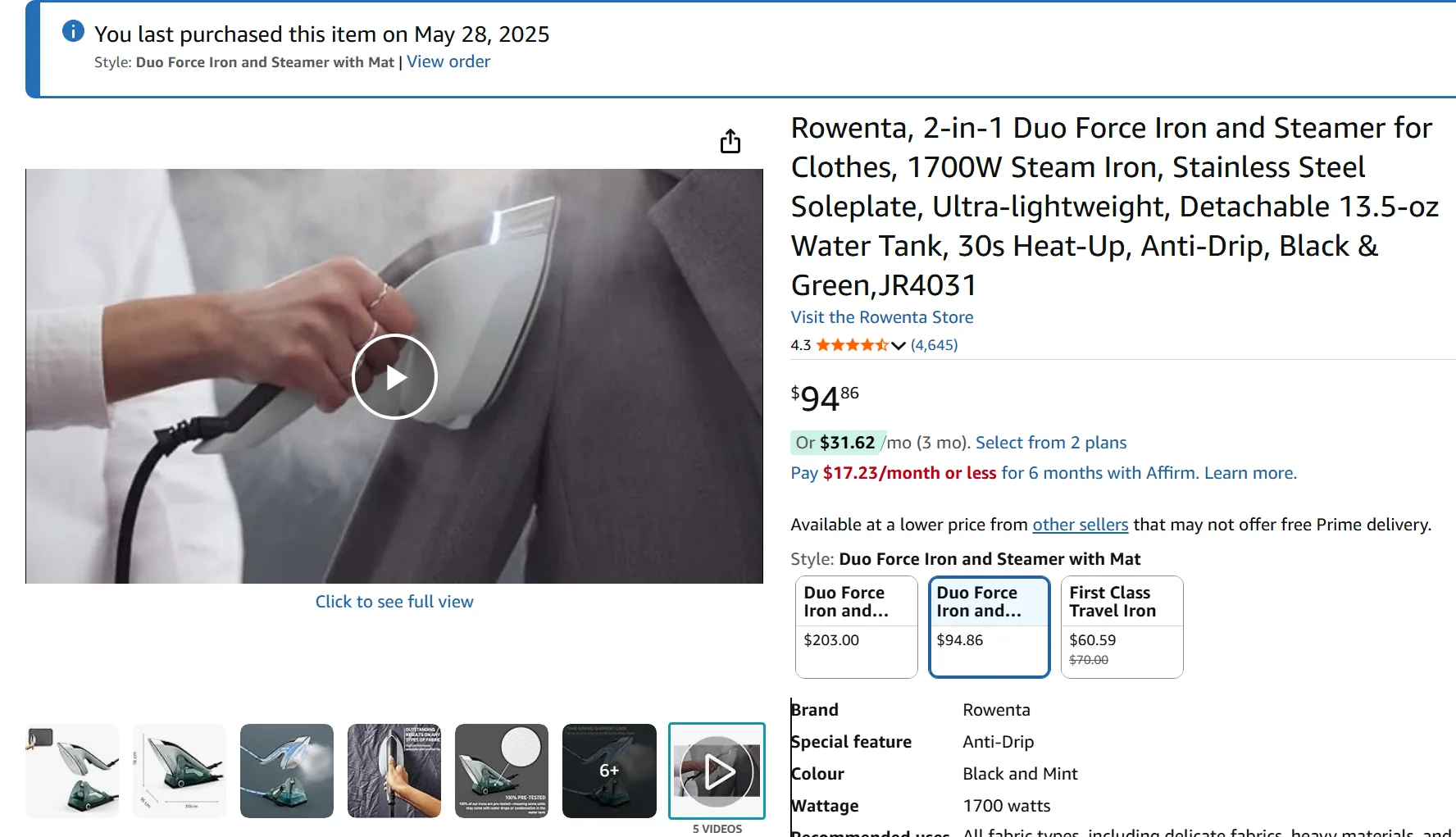 Rowenta 2-in-1 Duo Force Iron and Steamer - Brand New 🧡 image indicator(3)