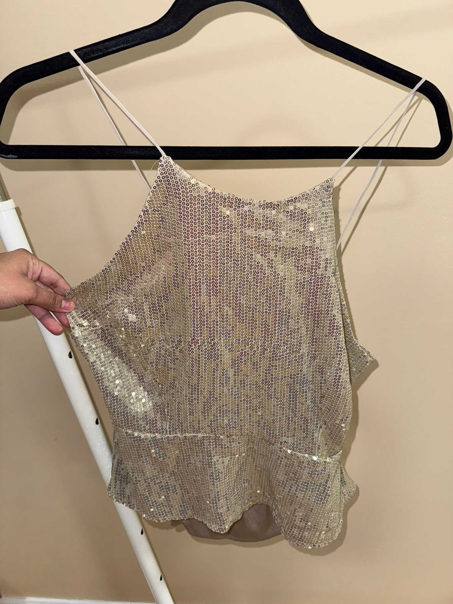 Dynamite Gold Sequin Halter Top - Size Medium - New With Tags - photo 5