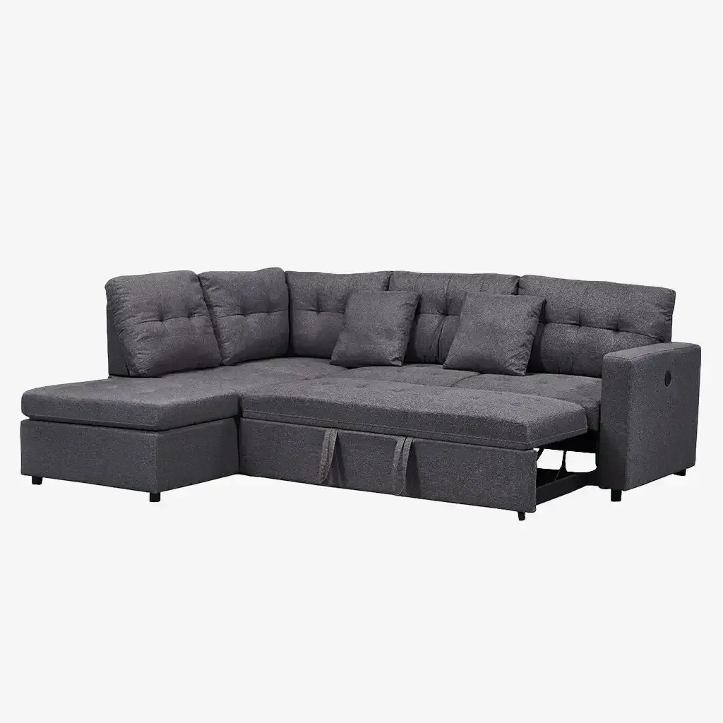 Sale On New Sectional Sofa Sleeper In Fabric Upholstery - Grey thumbnail
