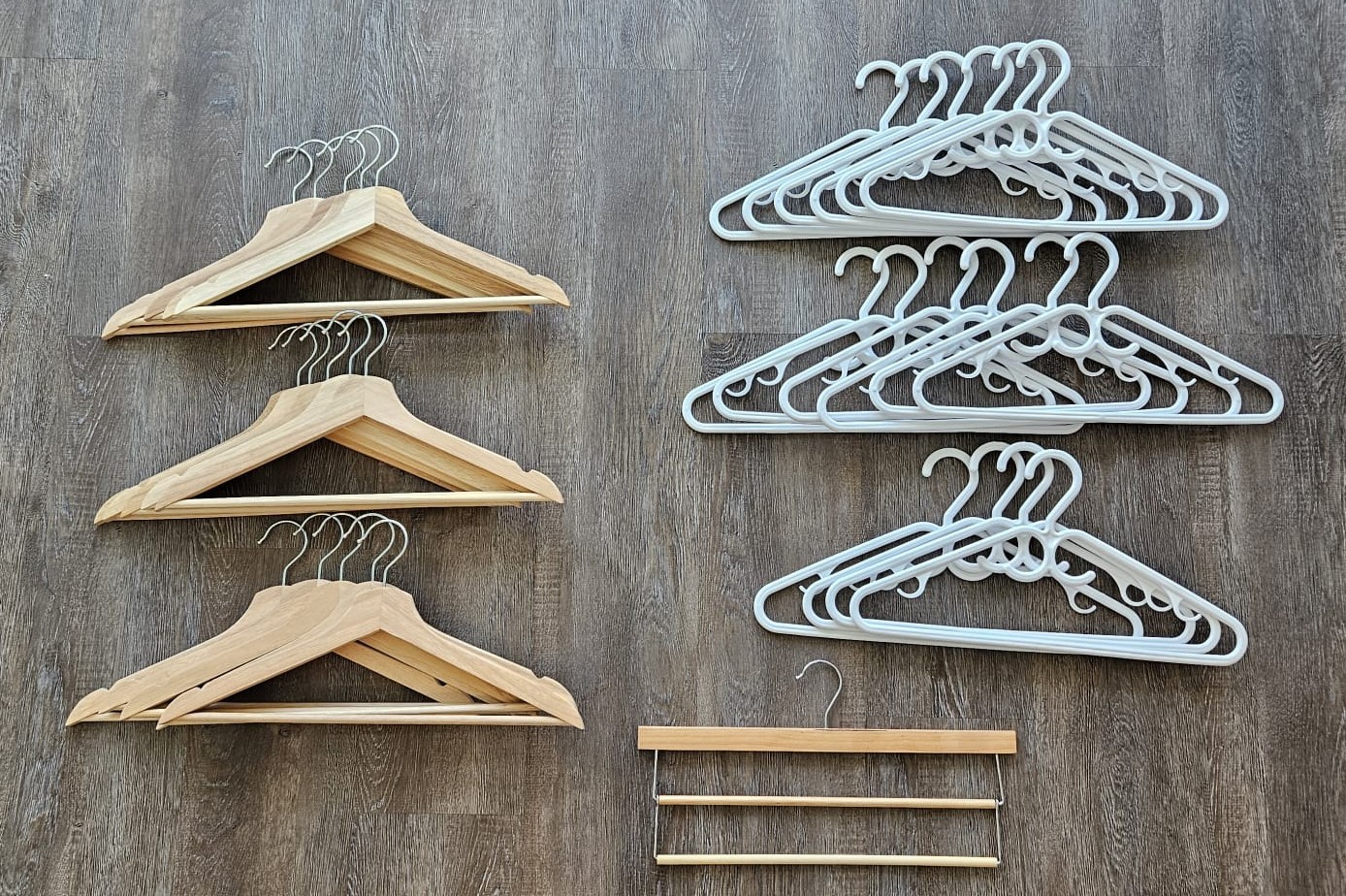 Plastic and Wooden Hangers - Set of 32
