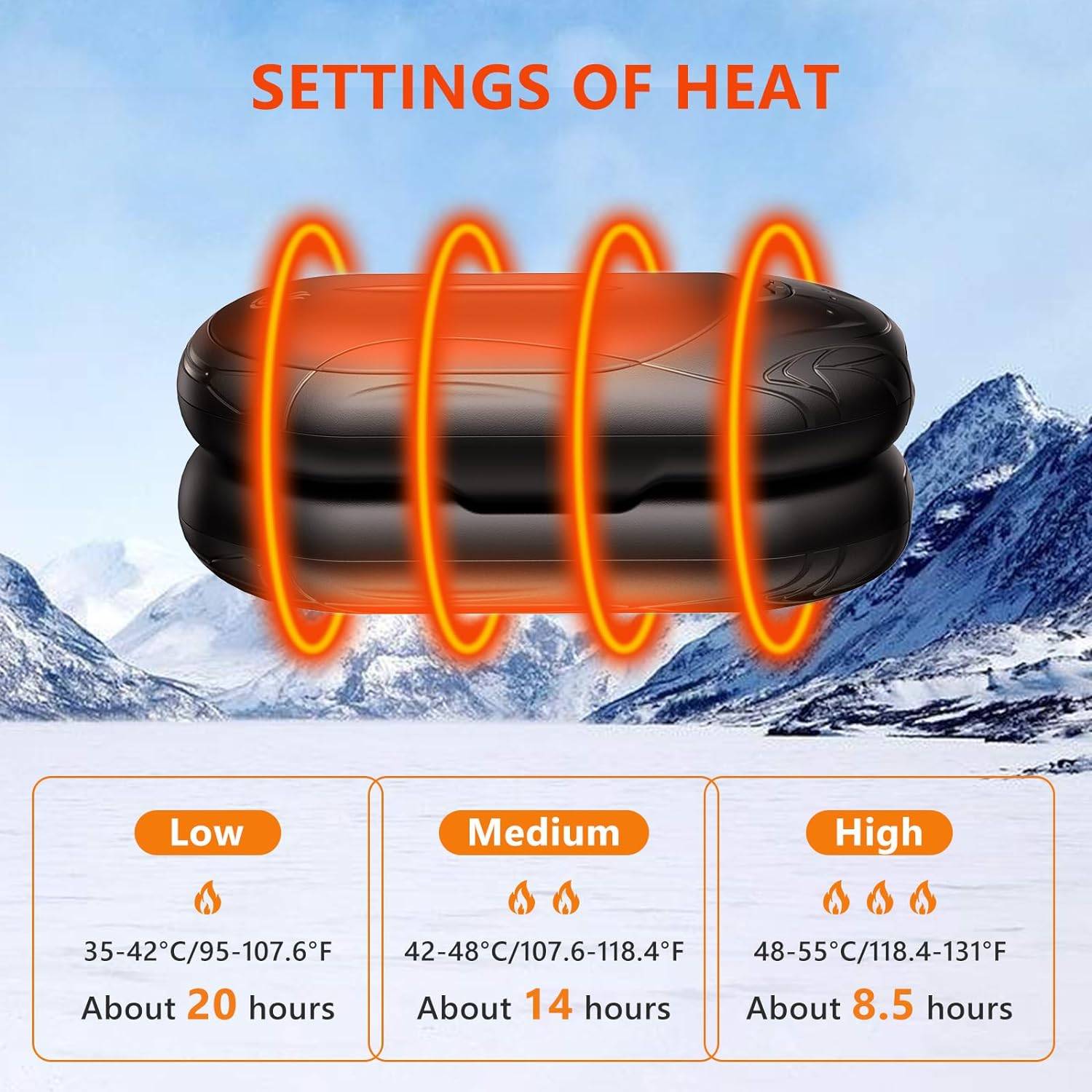 2-Pack AI Rechargeable Hand Warmers, 6000mAh, 20Hrs Heat - photo 3
