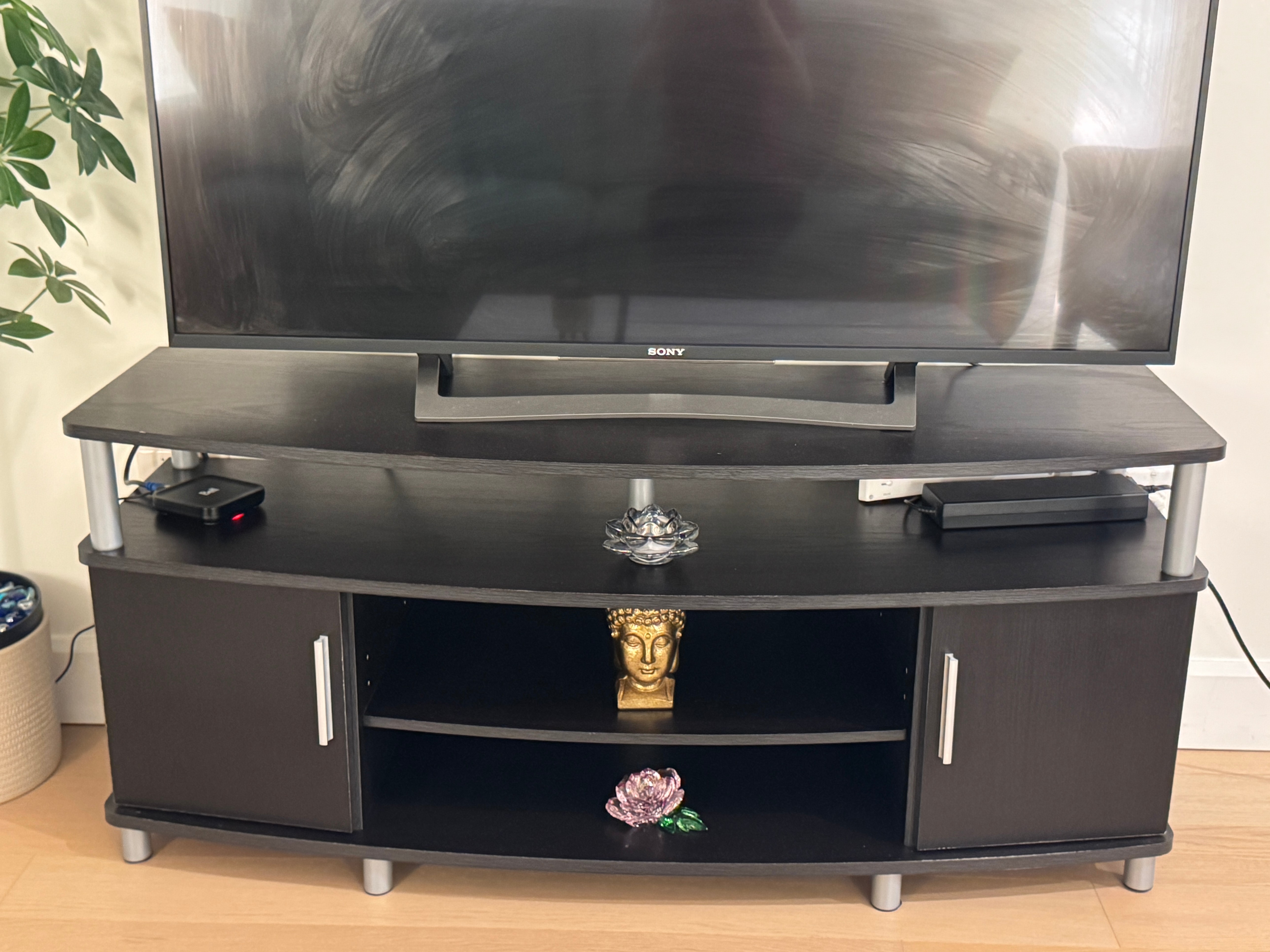 Dark Wood TV Stand with Storage