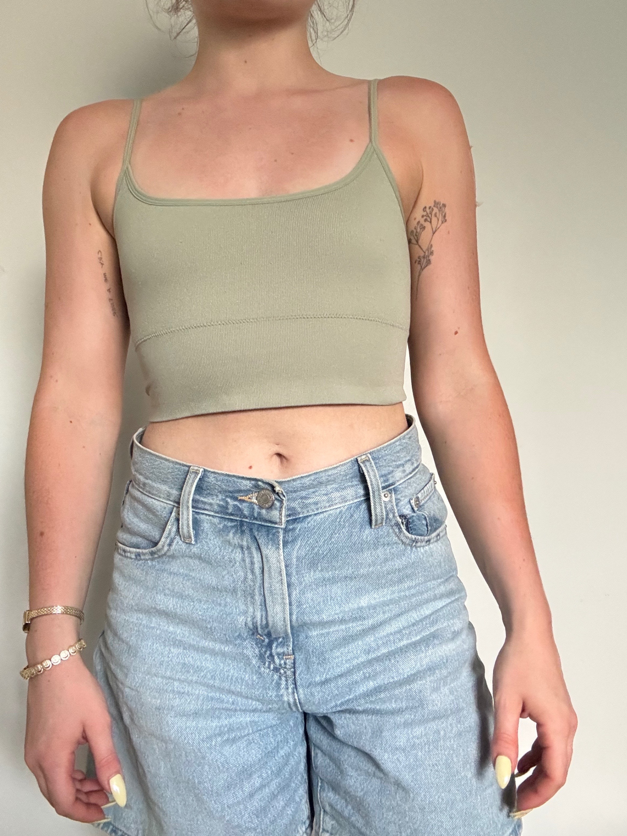 green cropped tank top