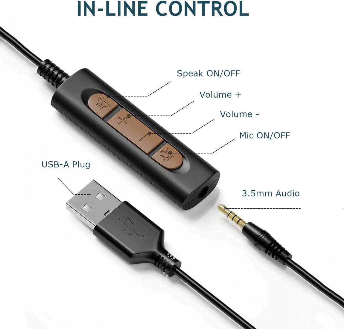 Conambo USB Wired Headset with Mic for PC, Superior Sound, 3.5mm - photo 4