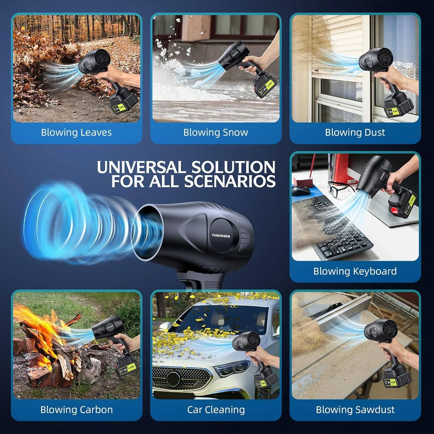 Cordless Leaf Blower 21V with 2×4.0Ah Batteries & Charger image indicator(7)