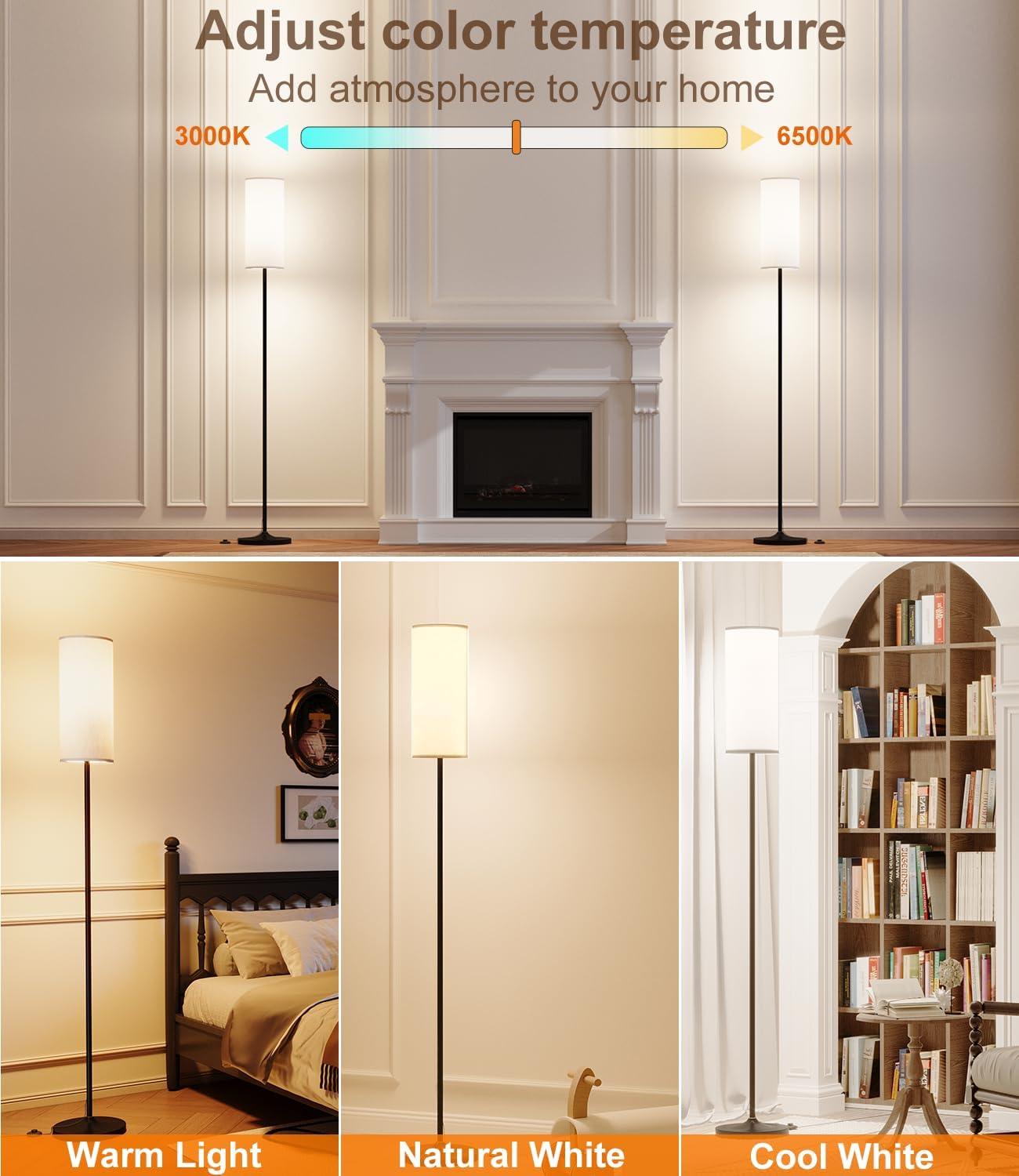 Luckystyle LED Floor Lamp: Dimmable Black Pole for Living Room - photo 3