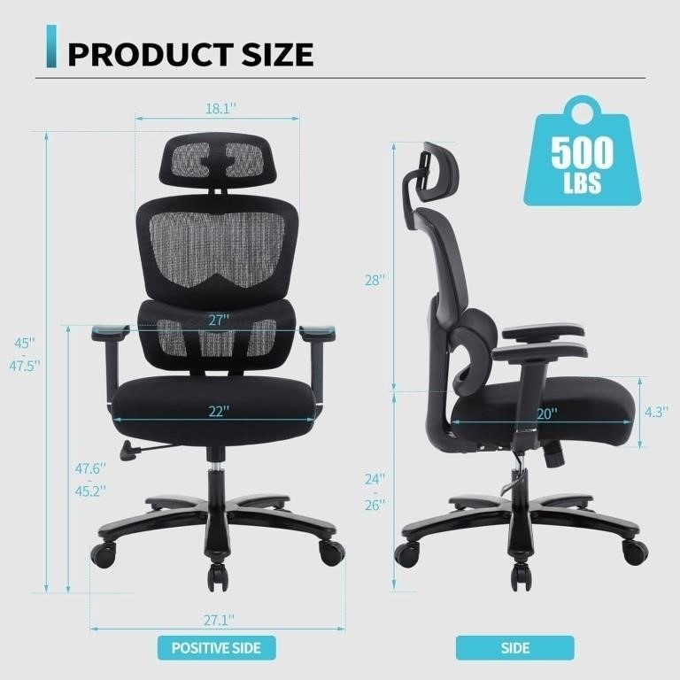 ERGONOMIC OFFICE CHAIR, HIGH BACK DESK CHAIR - photo 2
