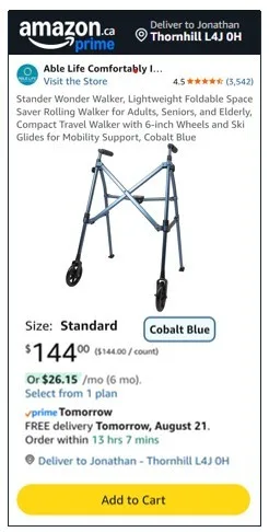 Stander Wonder Walker Lightweight Compact Foldable 6" Wheels image indicator(3)