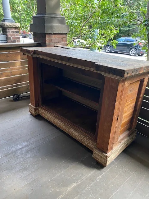 Rustic Farmhouse Wooden Bar / Counter with Open Back Storage image indicator(8)