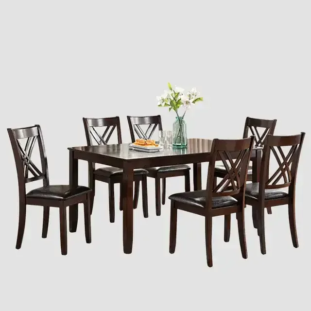 New 7-Piece Wooden Dining Set In Espresso Finish Now On Sale thumbnail