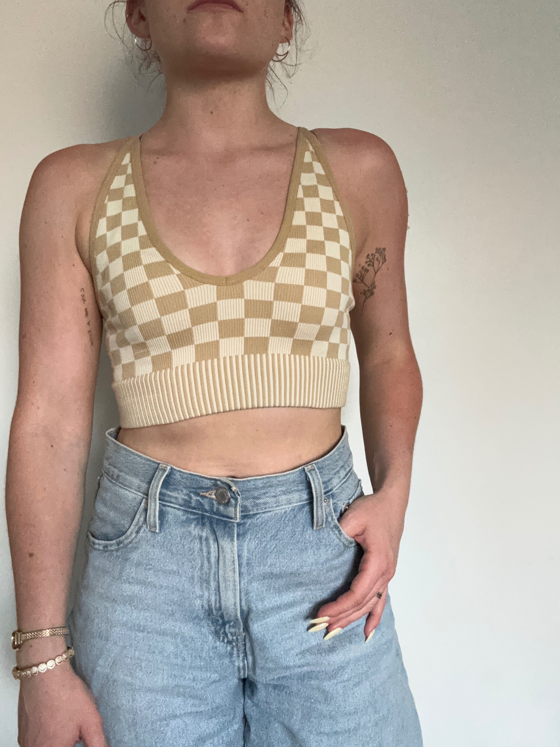 cropped pattern tank top