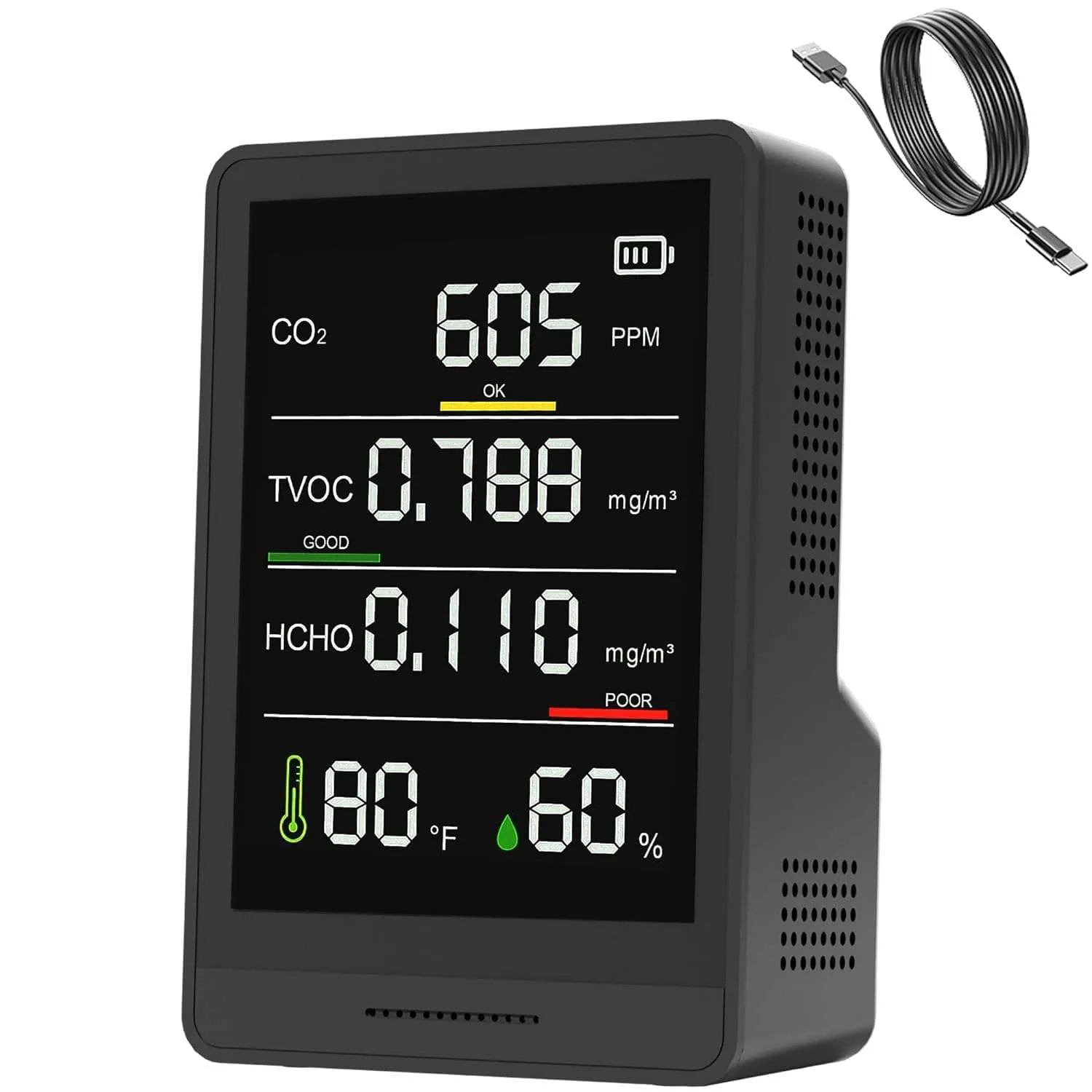 5-in-1 Pro Air Quality Monitor CO2 TVOC HCHO Temp Humidity thumbnail
