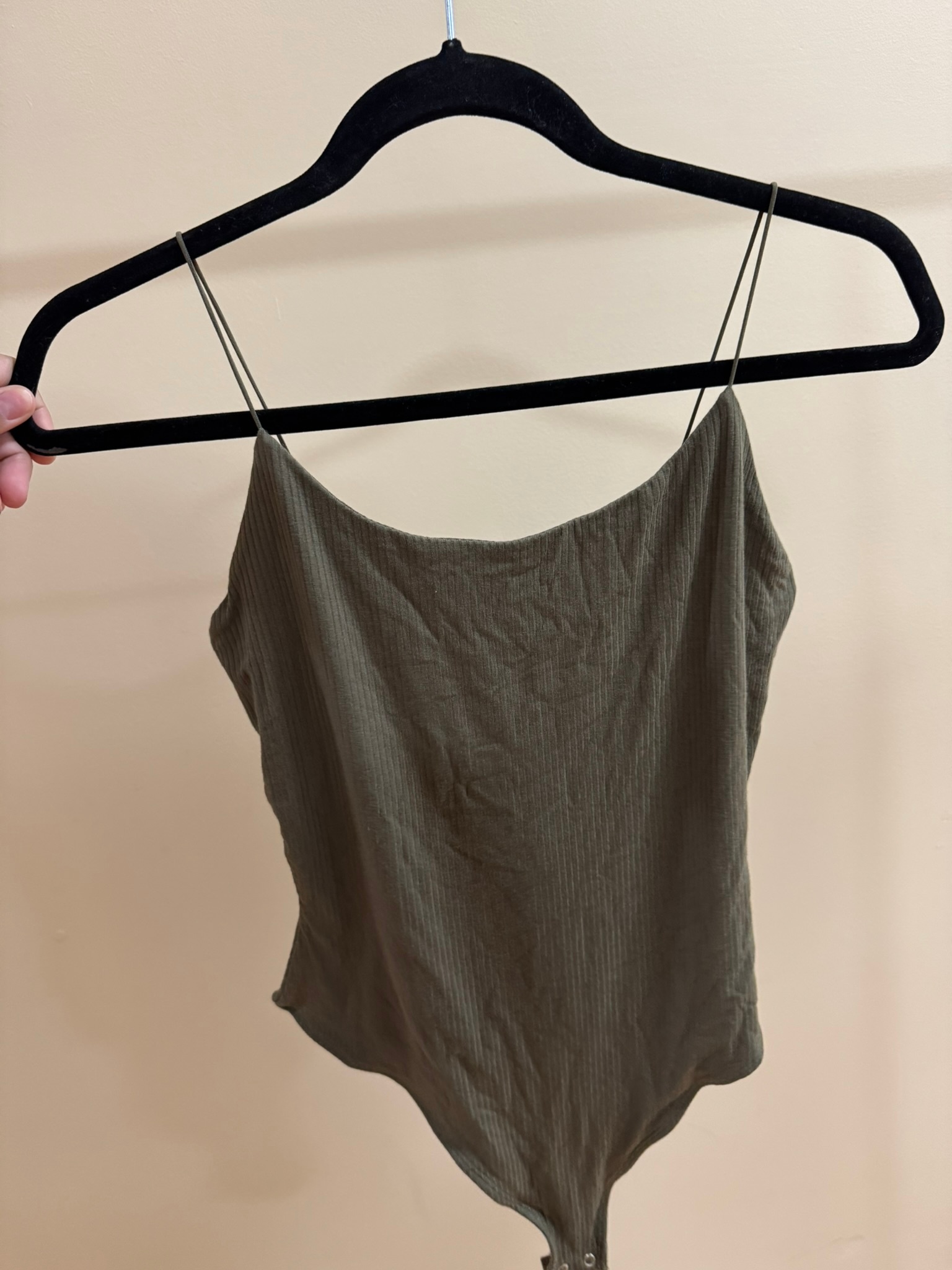 Garage Ribbed Bodysuit in Olive Green- Size Medium