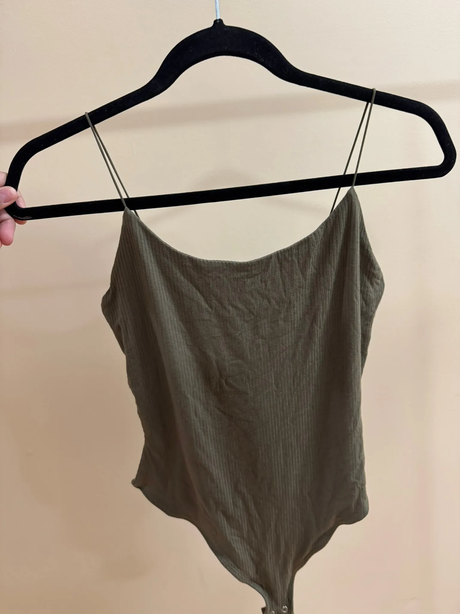 Garage Ribbed Bodysuit in Olive Green- Size Medium thumbnail