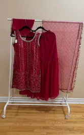Rosy Red Gharara Suit - Size 40 - NEW thumbnail
