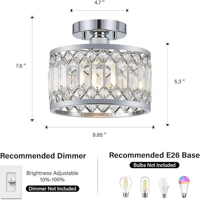 Crystal Ceiling Light Fixture - Chrome image indicator(4)