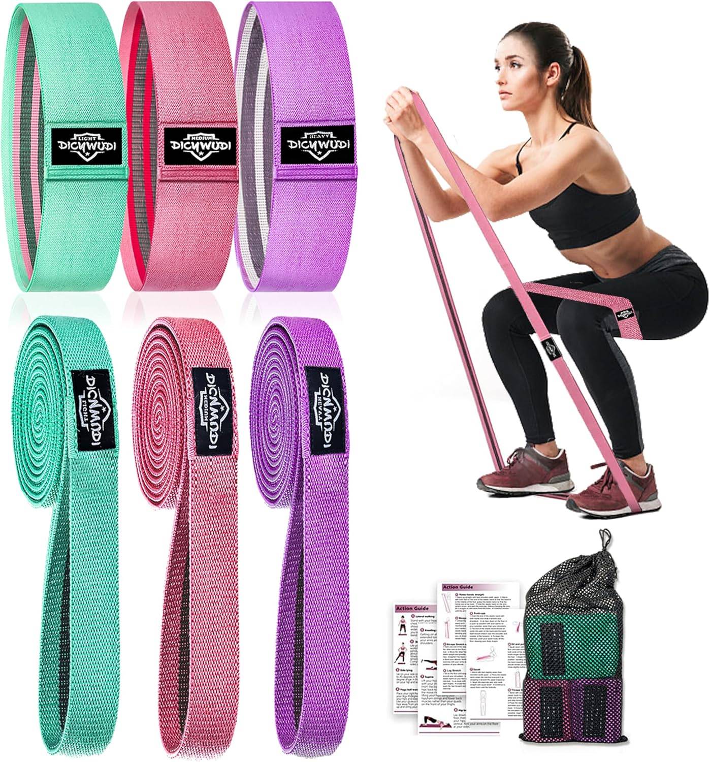 New - 6 Pack Non-Slip Fabric Resistance Bands - New/Never used -