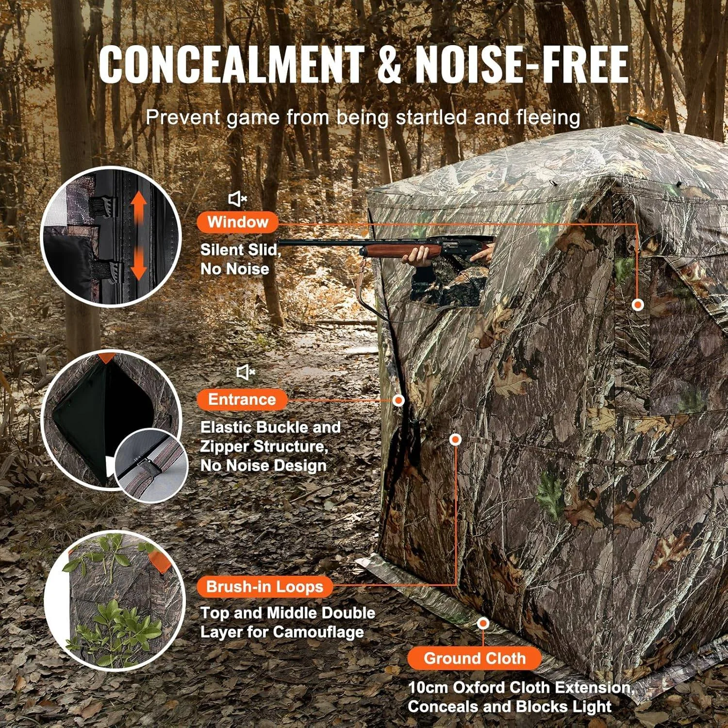 Pop-Up Hunting Blind with 270° View 55.5" x 55.5" x 66.9" image indicator(4)