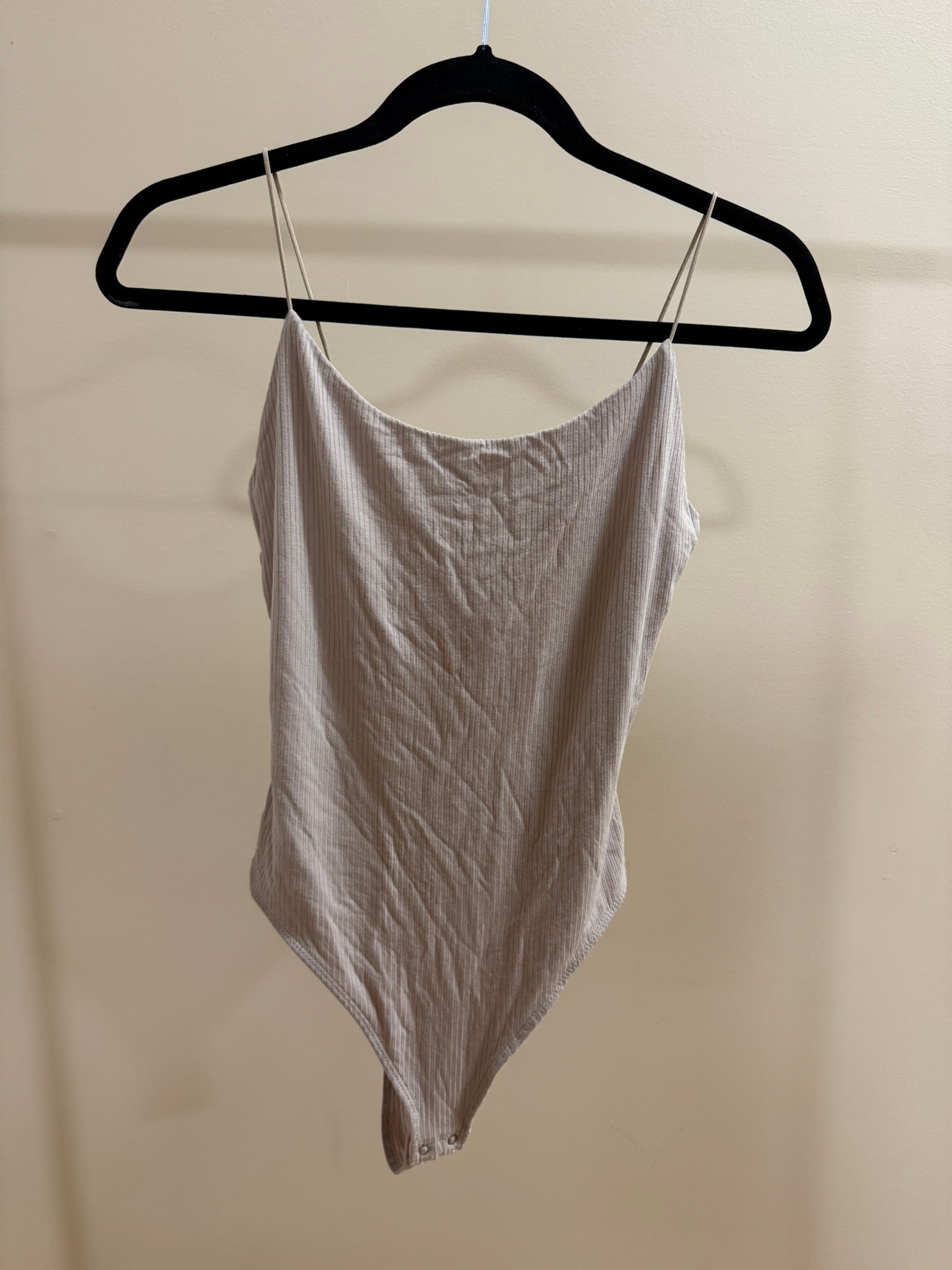 Garage Ribbed Bodysuit in Beige/Tan - Size Medium