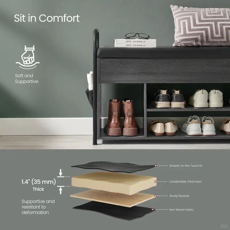 Tidy Up Your Entryway! Get VASAGLE Shoe Storage Bench LSB152W01 image indicator(4)