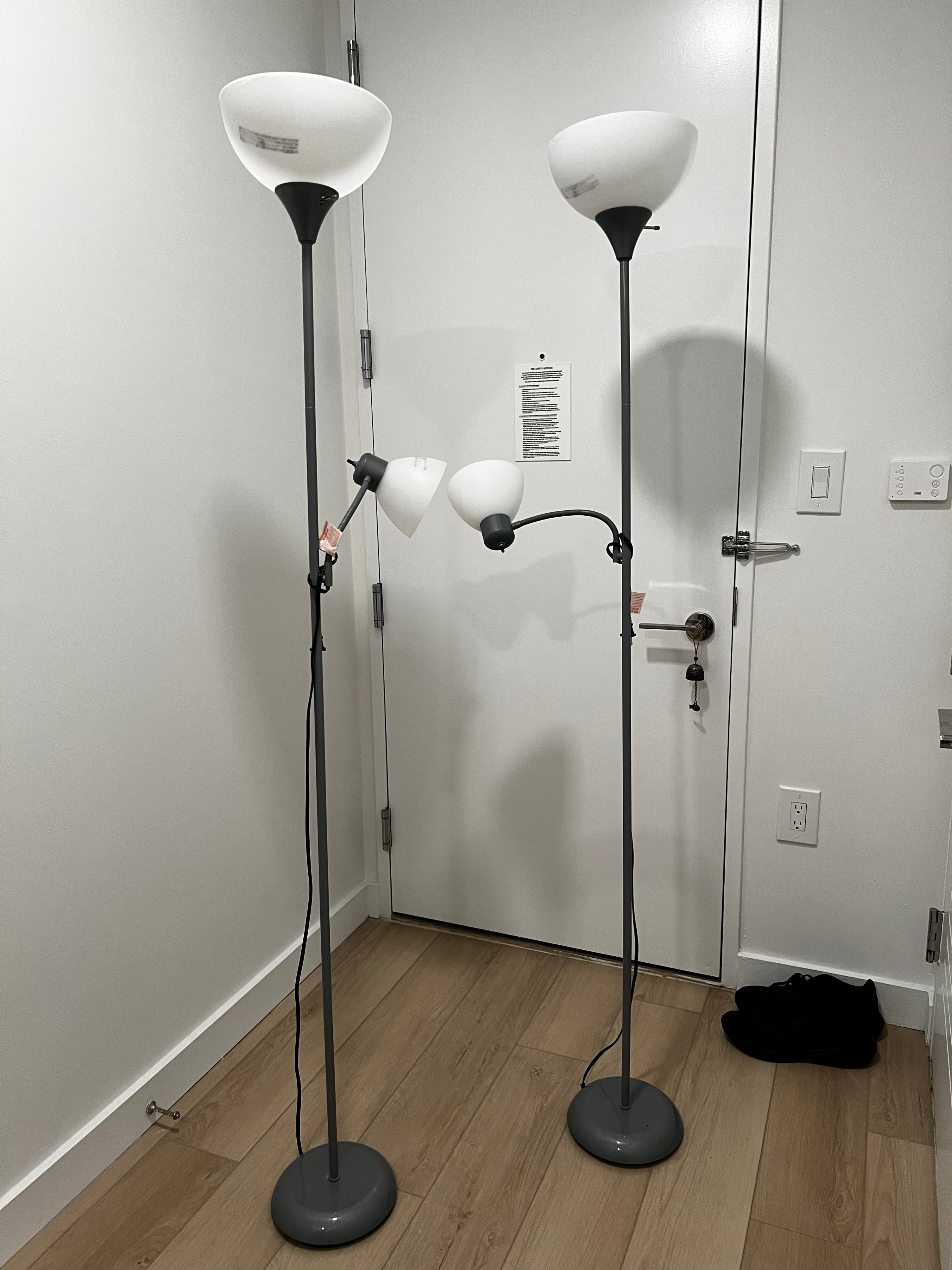 Set of 2 Floor Lamps with Reading Light (No Bulbs Included)