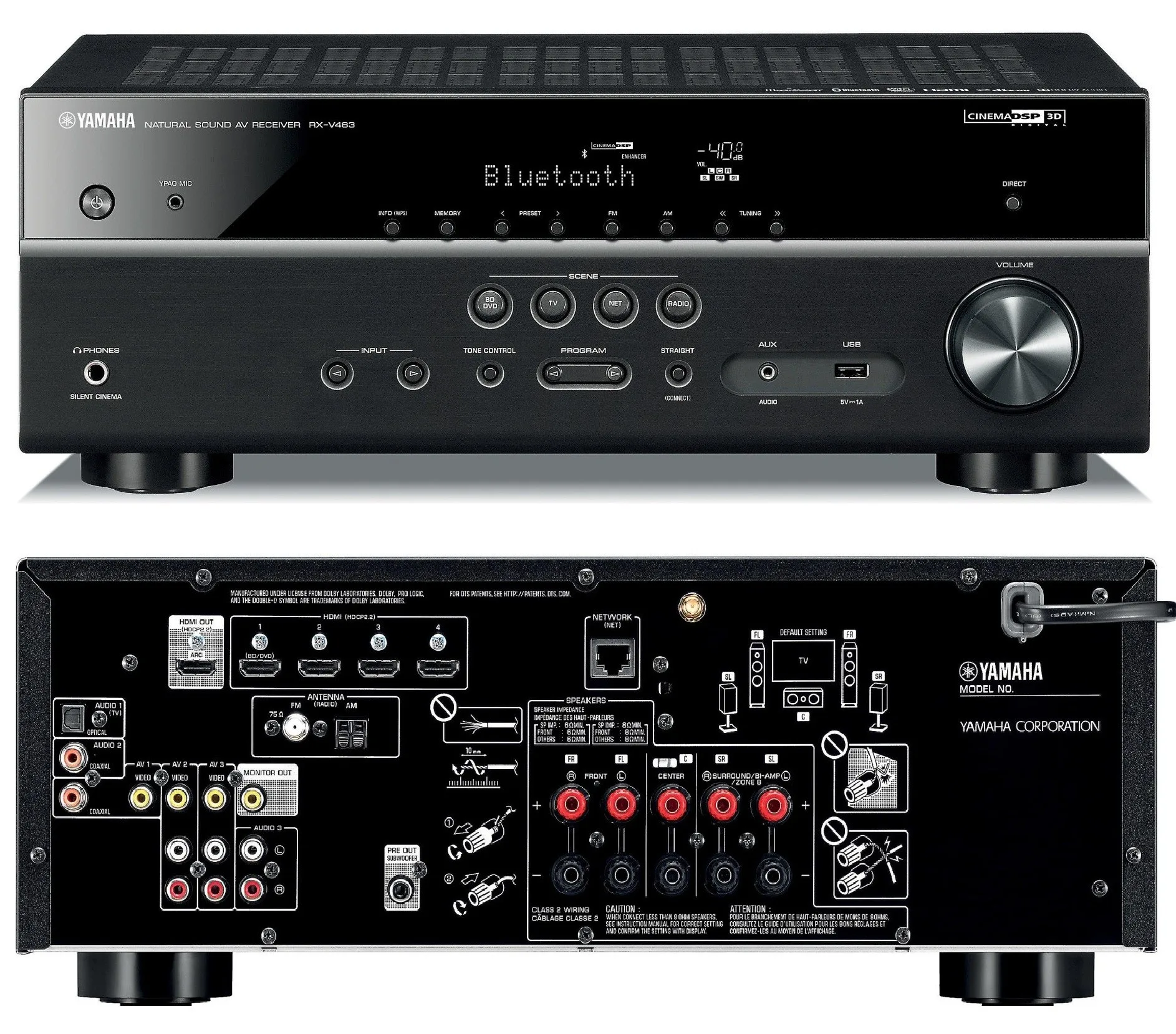 YAMAHA AV receiver RX-V483 with 6 speakers thumbnail