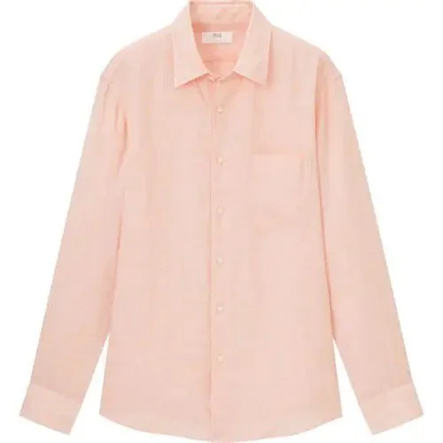 Uniqlo 100% Linen Long Sleeve Shirt – Pink Salmon thumbnail