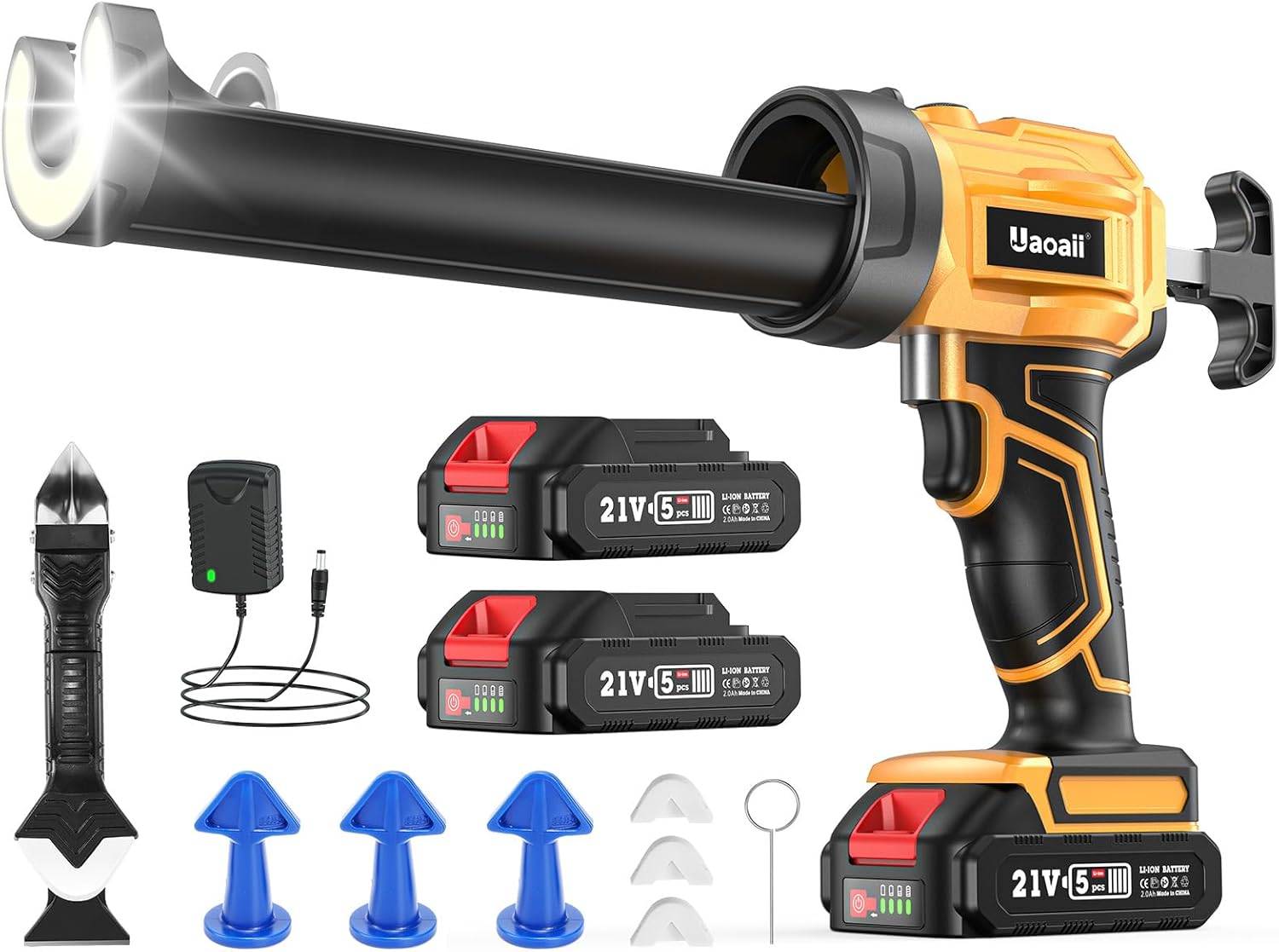 Cordless Electric Caulking Gun with 2x 2000mAh Batteries, 10oz