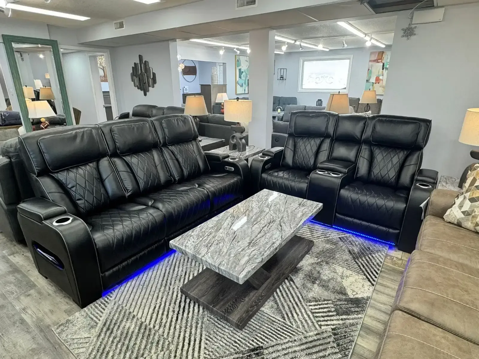 New Dual power recliner Sofa loveseat With Wireless charger Sale thumbnail