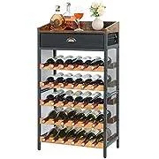 30-Bottle Freestanding 5-Tier Wine Rack with Drawer & Wood Top thumbnail