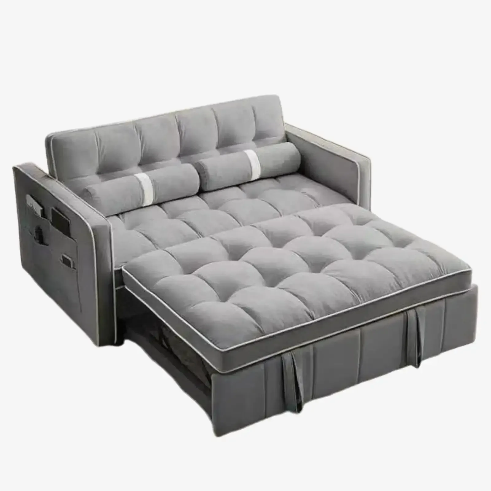 Brand New Sleeper Sofa Bed In Velvet Upholstery - Grey Clearance thumbnail