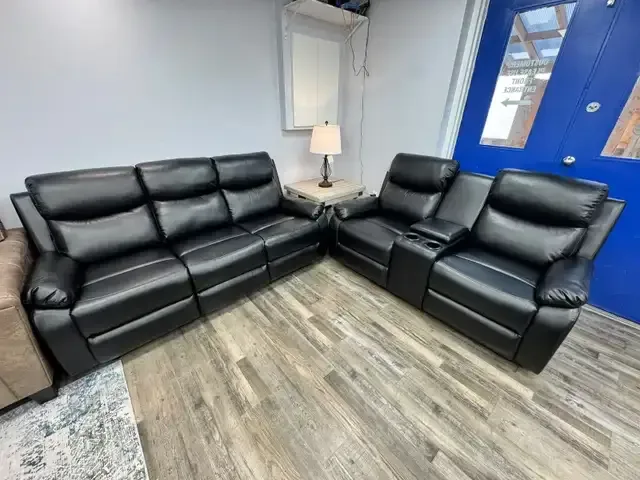 Cozy 3-Piece Recliner Chair Sofa And Loveseat - Black Grand Sale thumbnail