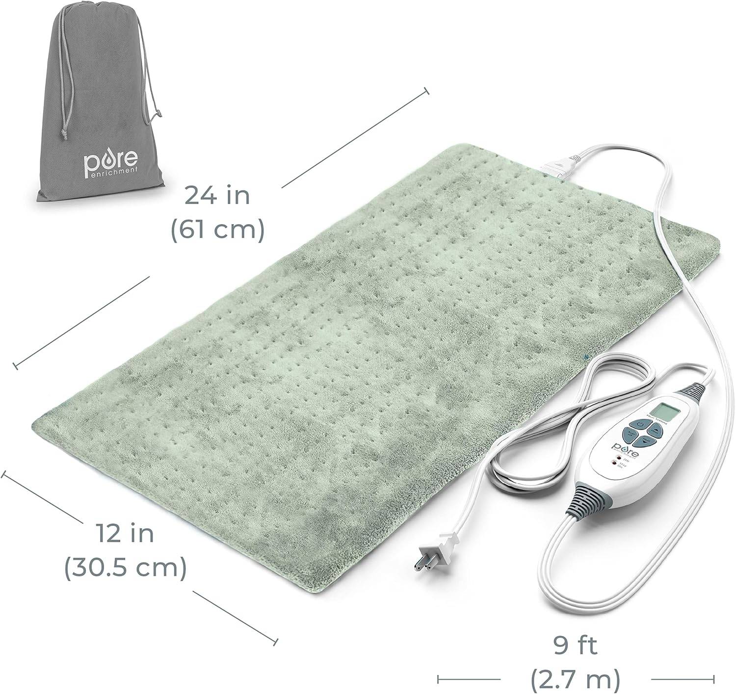 Pure Enrichment PureRelief XL Heating Pad (12” x 24”) – Zen Gree - photo 2