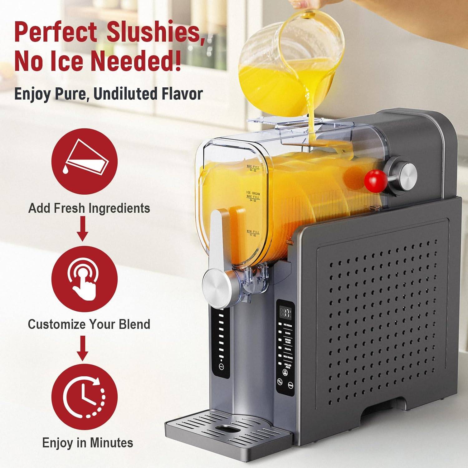 No-Ice Slushie Maker Auto-Clean, 6 Presets, RealTime Temp - photo 4