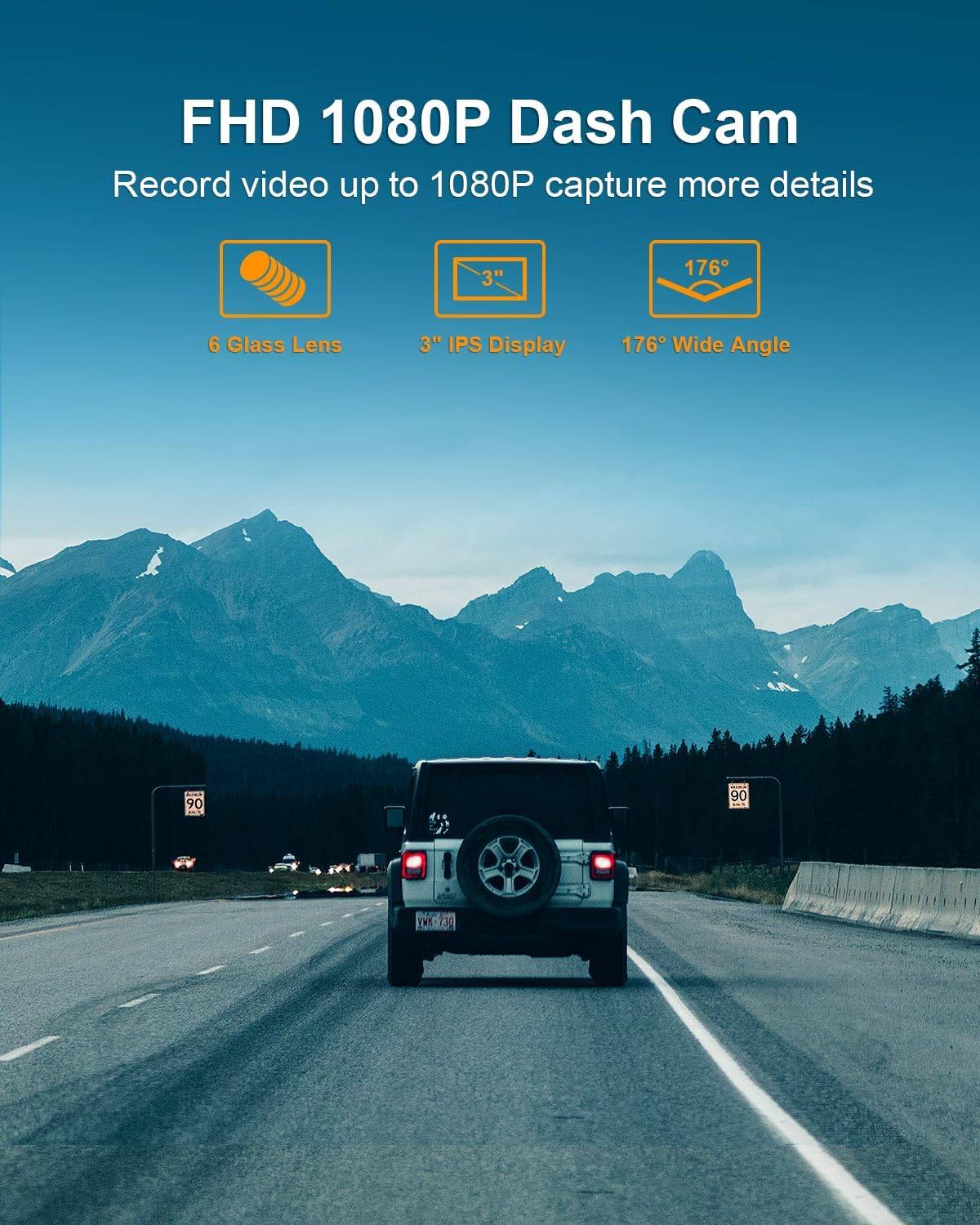 FHD 1080P Dash Cam with 176° Angle, Night Vision & 64GB Card - photo 3