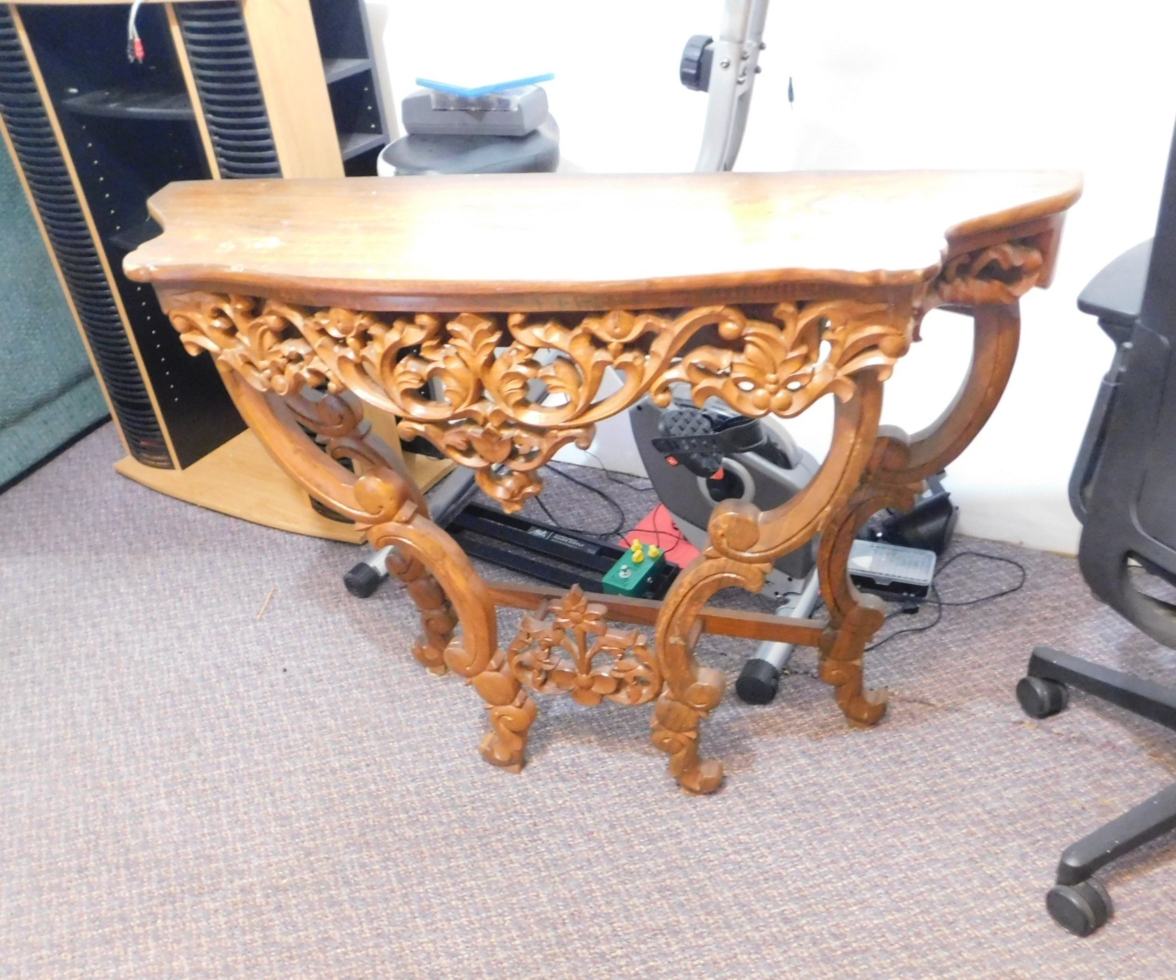Elegant Antique Solid Wood Demilune Table