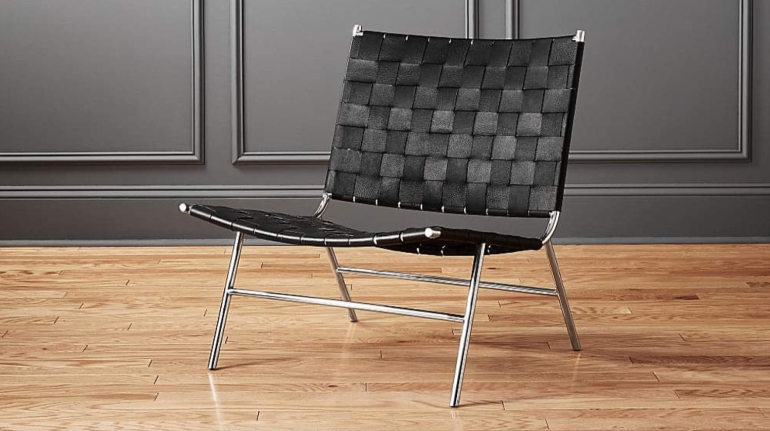 Weave Black Leather Chair from CB2 - photo 2
