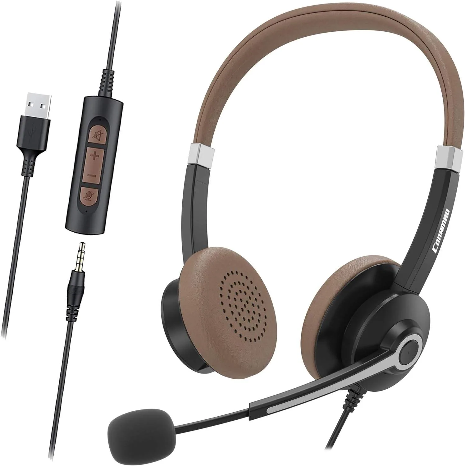 Conambo USB Wired Headset with Mic for PC, Superior Sound, 3.5mm thumbnail