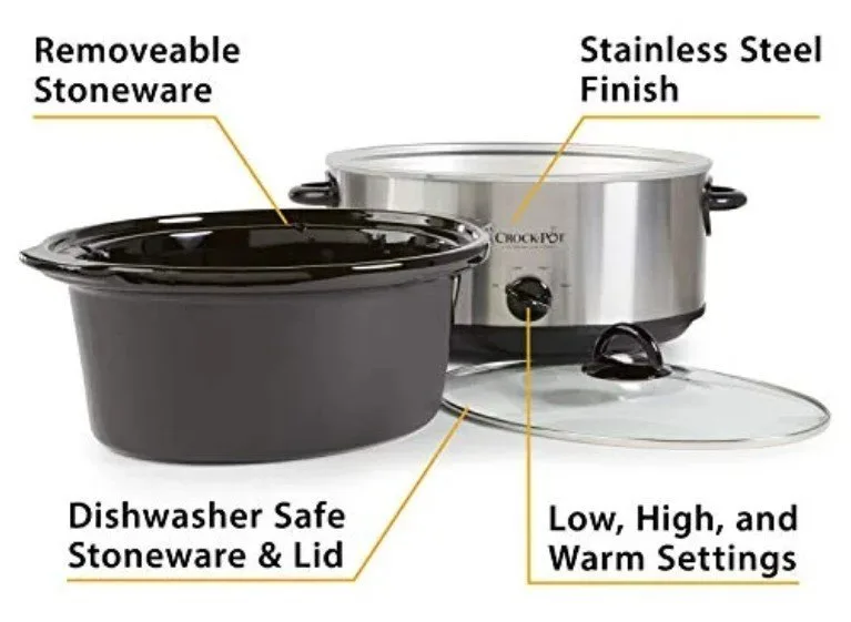 Crock-Pot 7-Quart Oval Manual Slow Cooker, Stainless Steel - NEW image indicator(4)