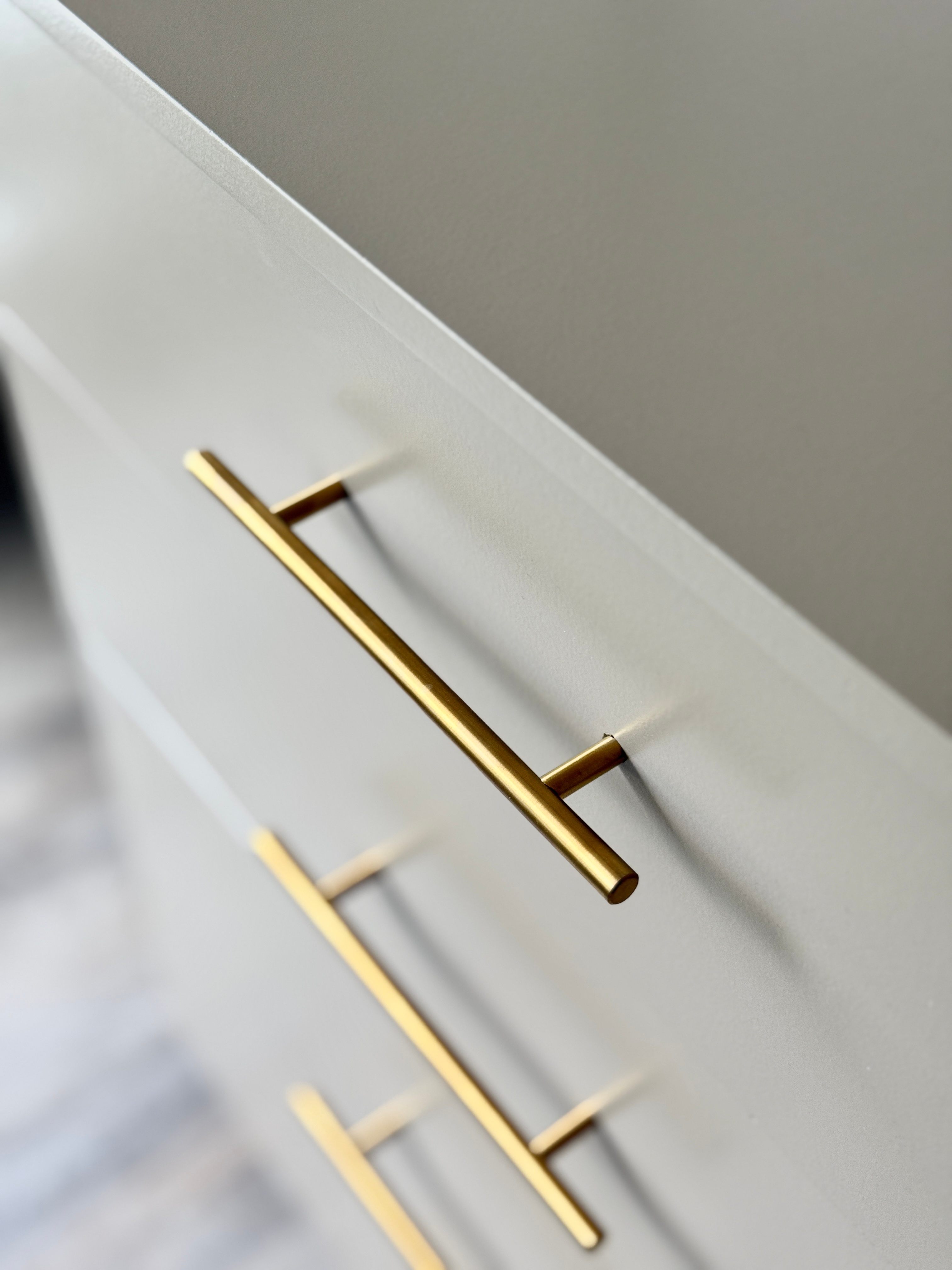 Modern Taupe Dresser – Freshly Remade with Gold Handles - photo 4