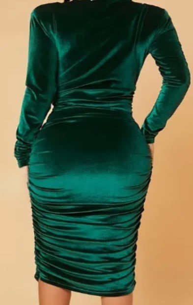 New Elegant Velvet Bodycon Midi Dress - photo 2