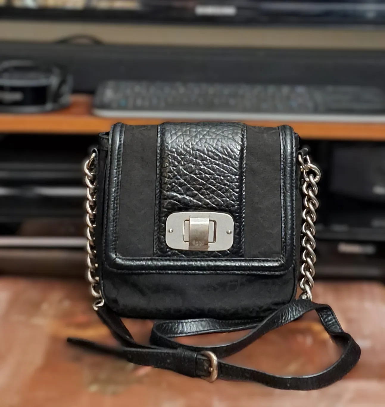 Authentic DKNY Monogram Leather Crossbody thumbnail