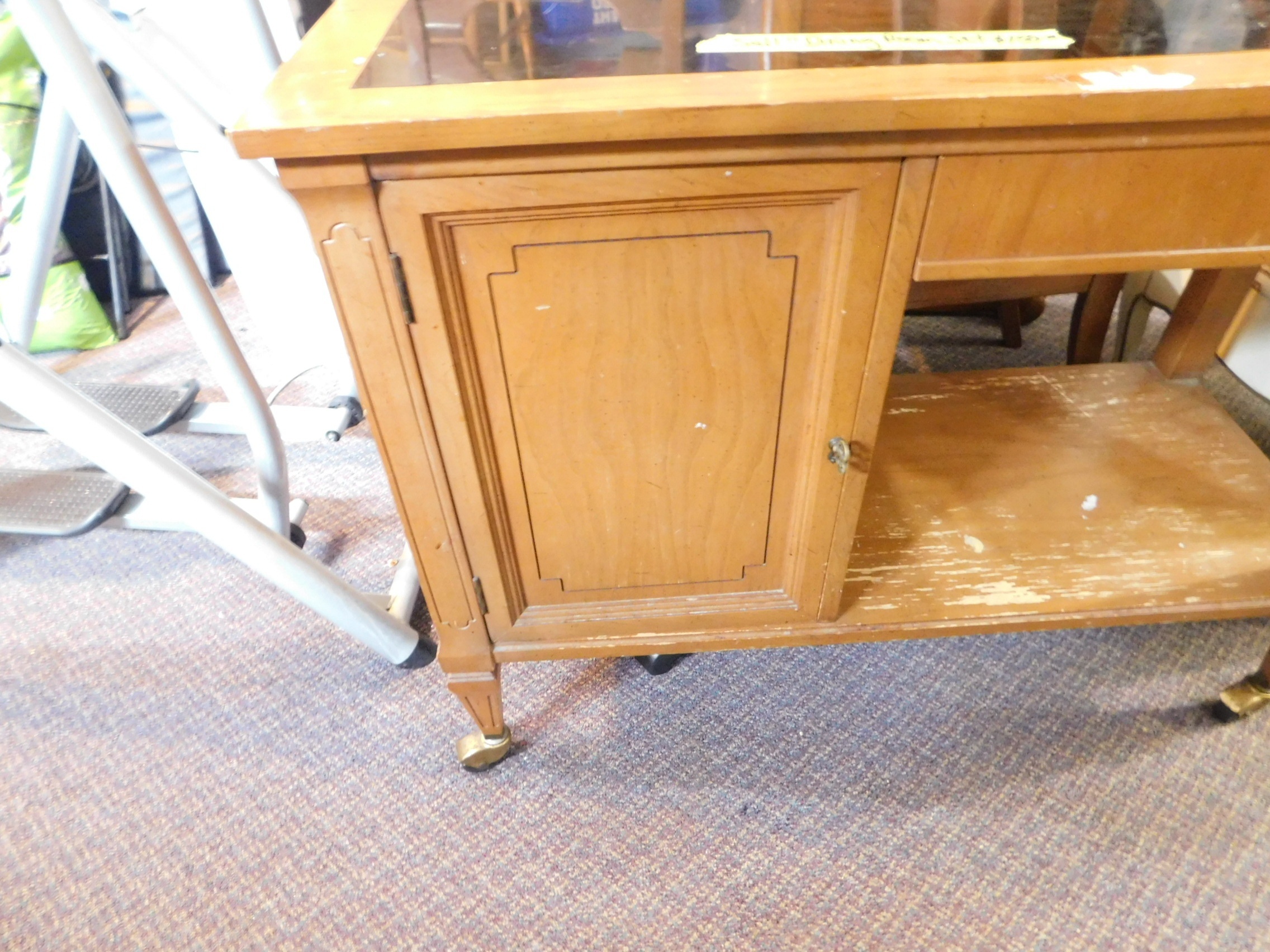 Vintage Wood Sideboard on Casters – Functional Elegance - photo 3