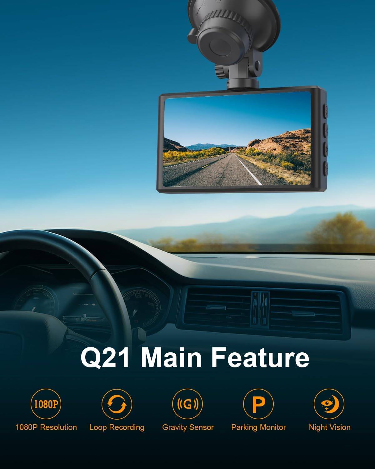 FHD 1080P Dash Cam with 176° Angle, Night Vision & 64GB Card - photo 2