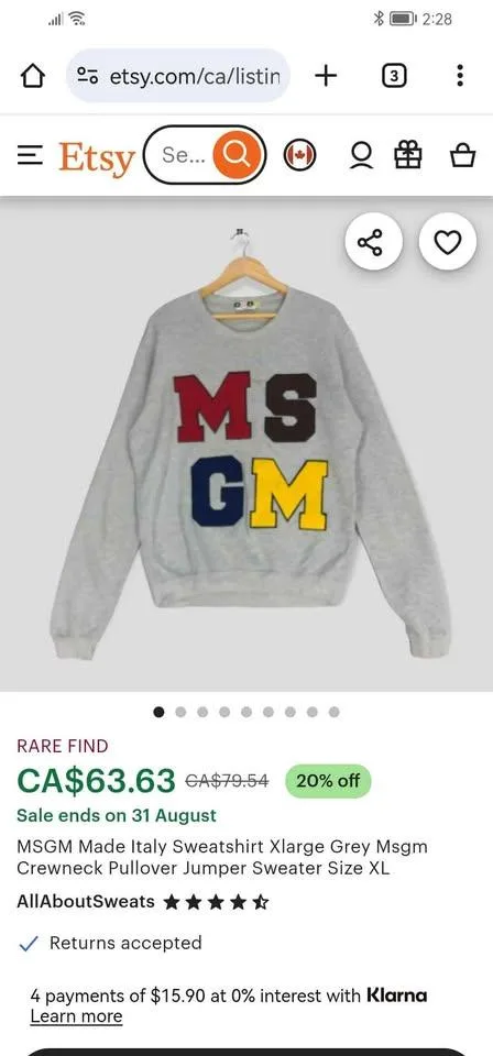 MSGM vintage crewneck thumbnail