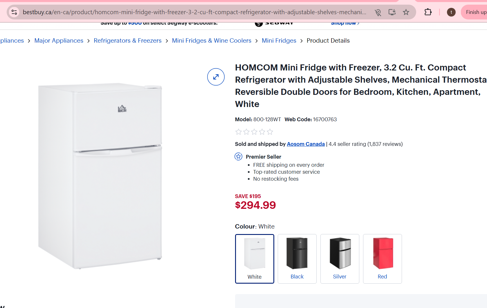 HomCom 4.5 Cu FT Mini Fridge with Freezer - photo 2