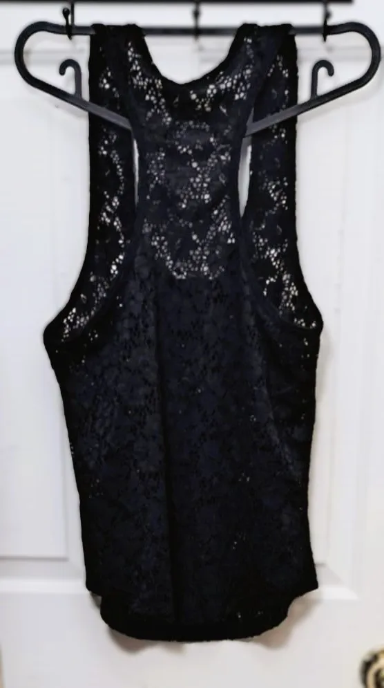 New Beautiful Casual Formal Halter Lace Black Tank Top image indicator(2)